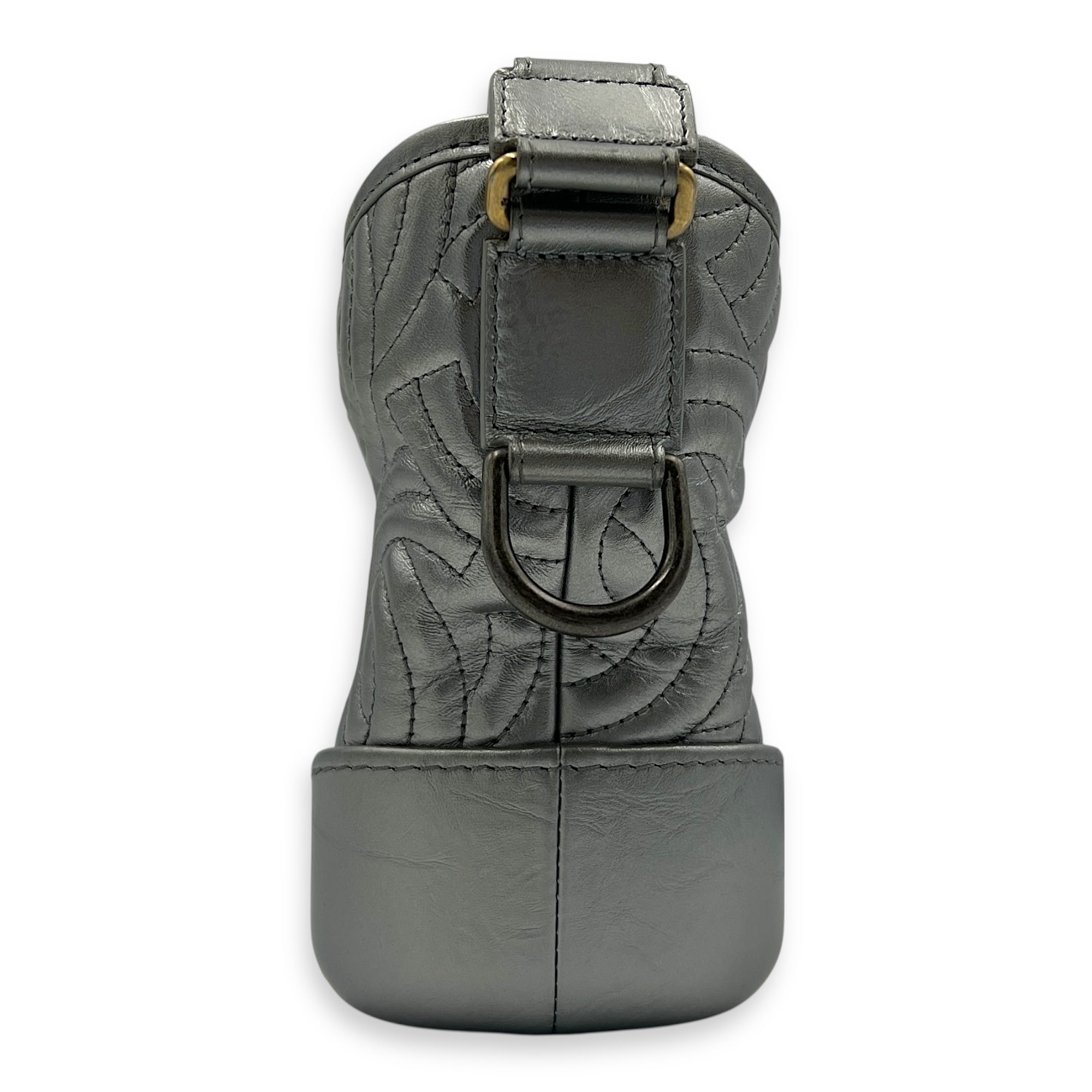 Gabrielle Small Silver Shoulder Bag in Calfskin, Mixed hardware