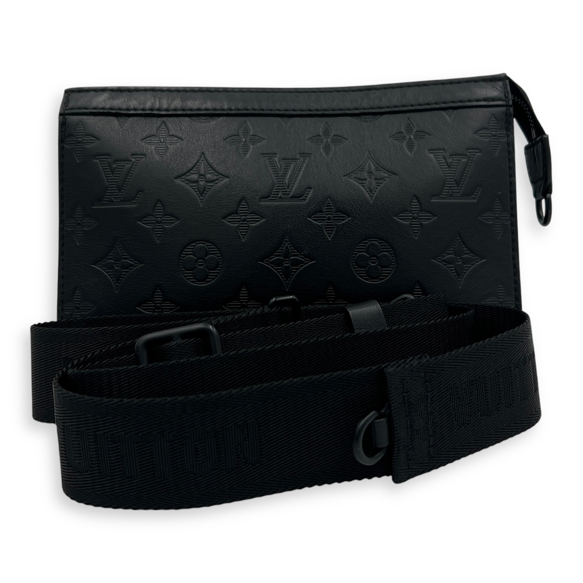 Gaston Wearable Wallet Black Crossbody Bag in Monogram Empreinte Leather, Black hardware