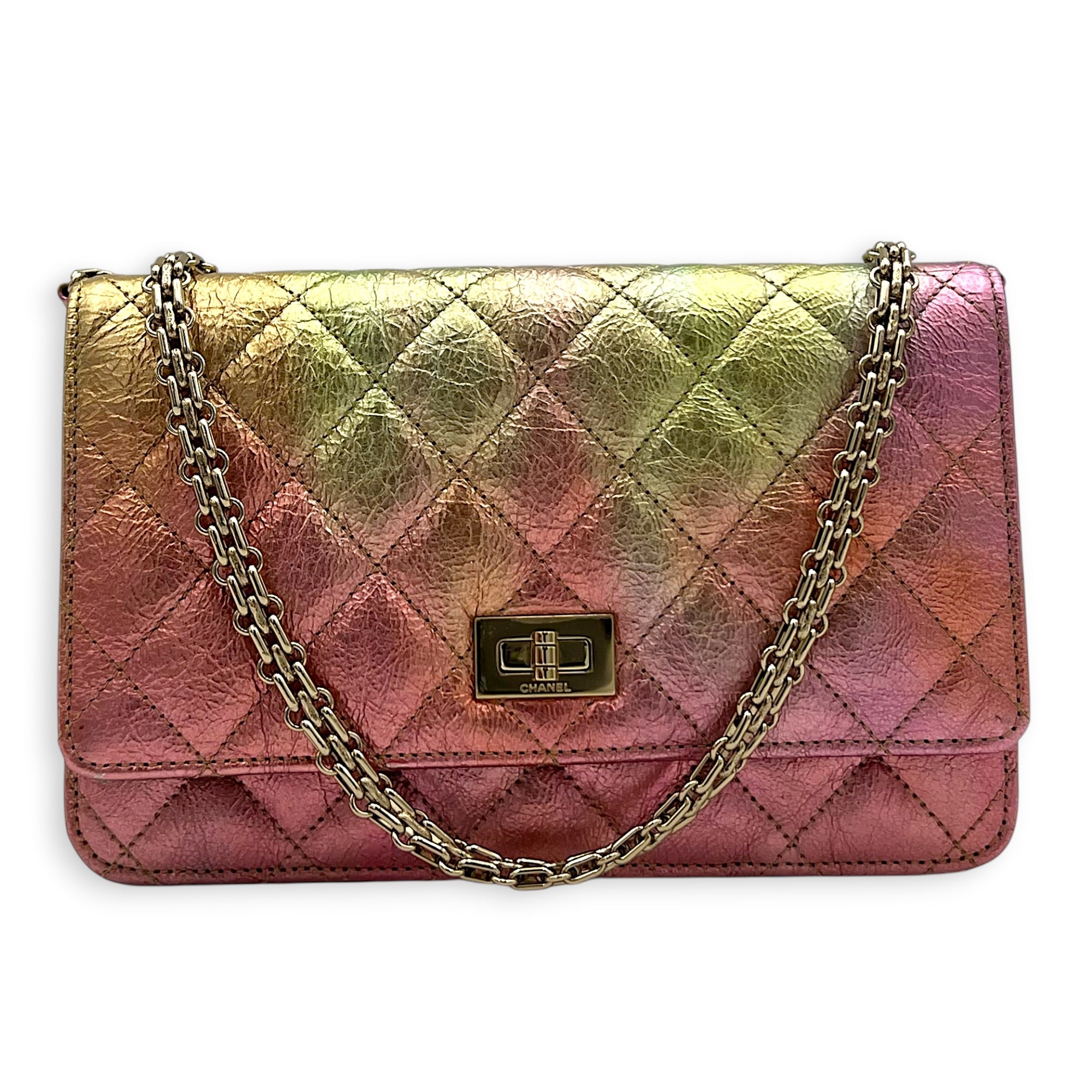 2.55 Wallet On Chain Multi-colour in Calfskin, Gold hardware
