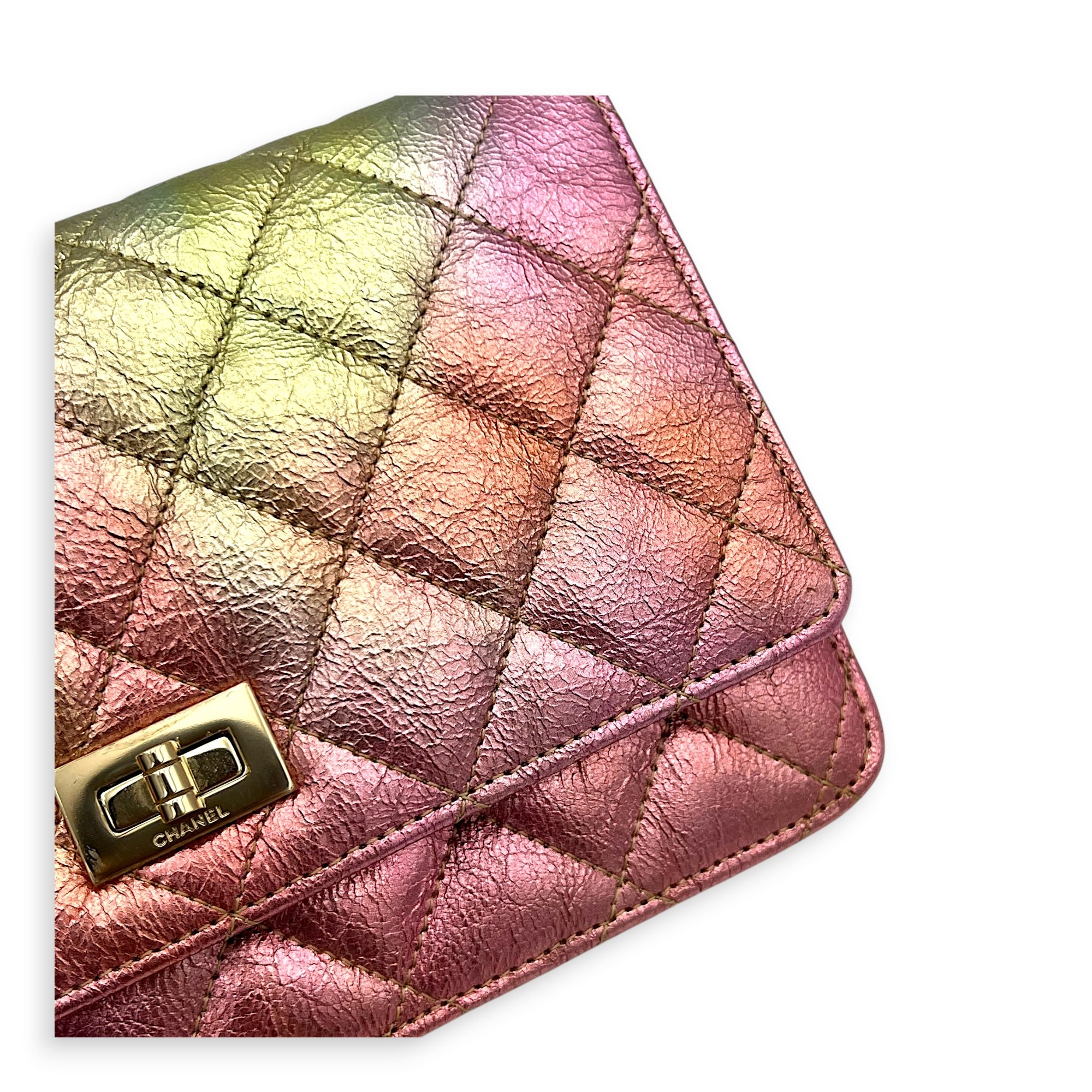 2.55 Wallet On Chain Multi-colour in Calfskin, Gold hardware