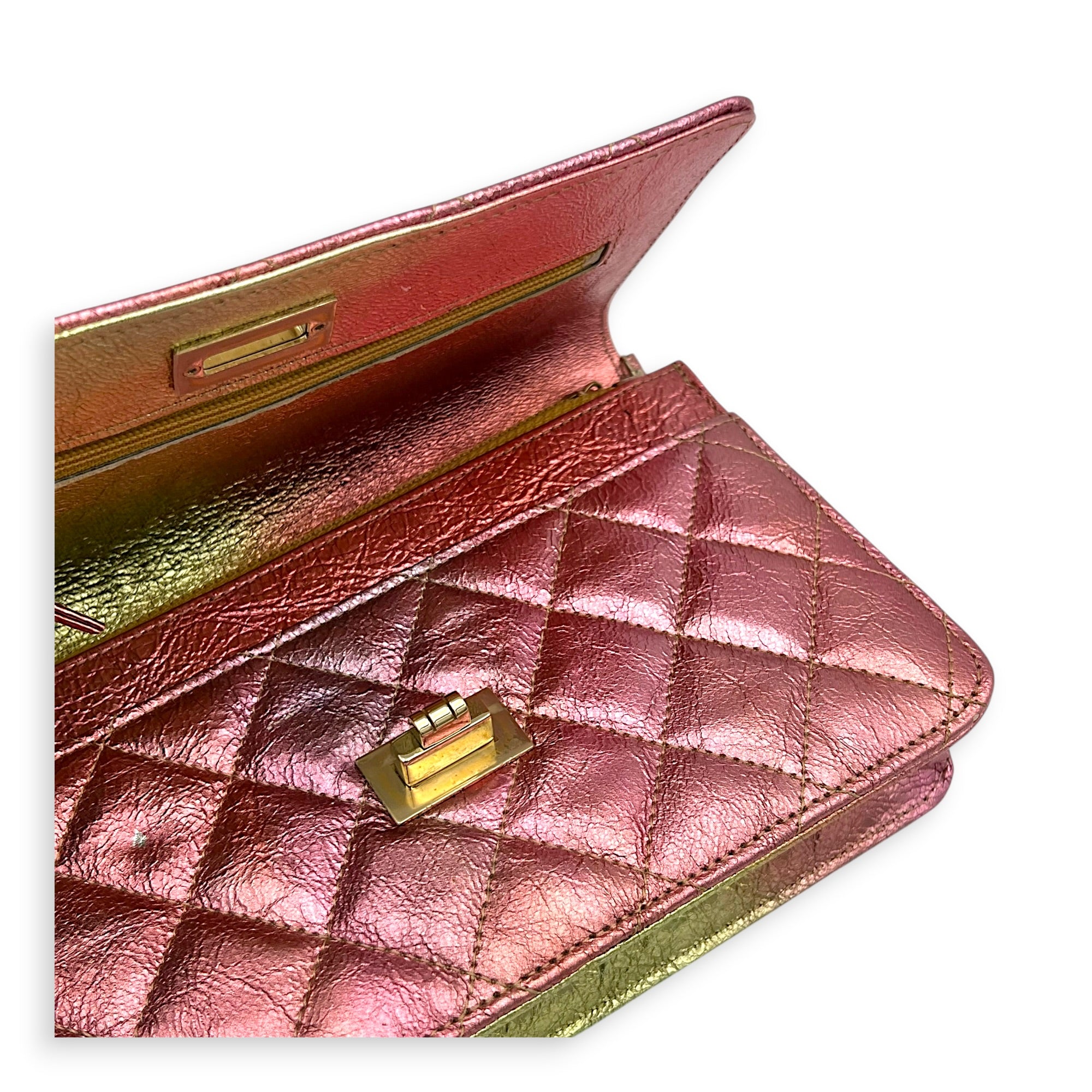 2.55 Wallet On Chain Multi-colour in Calfskin, Gold hardware