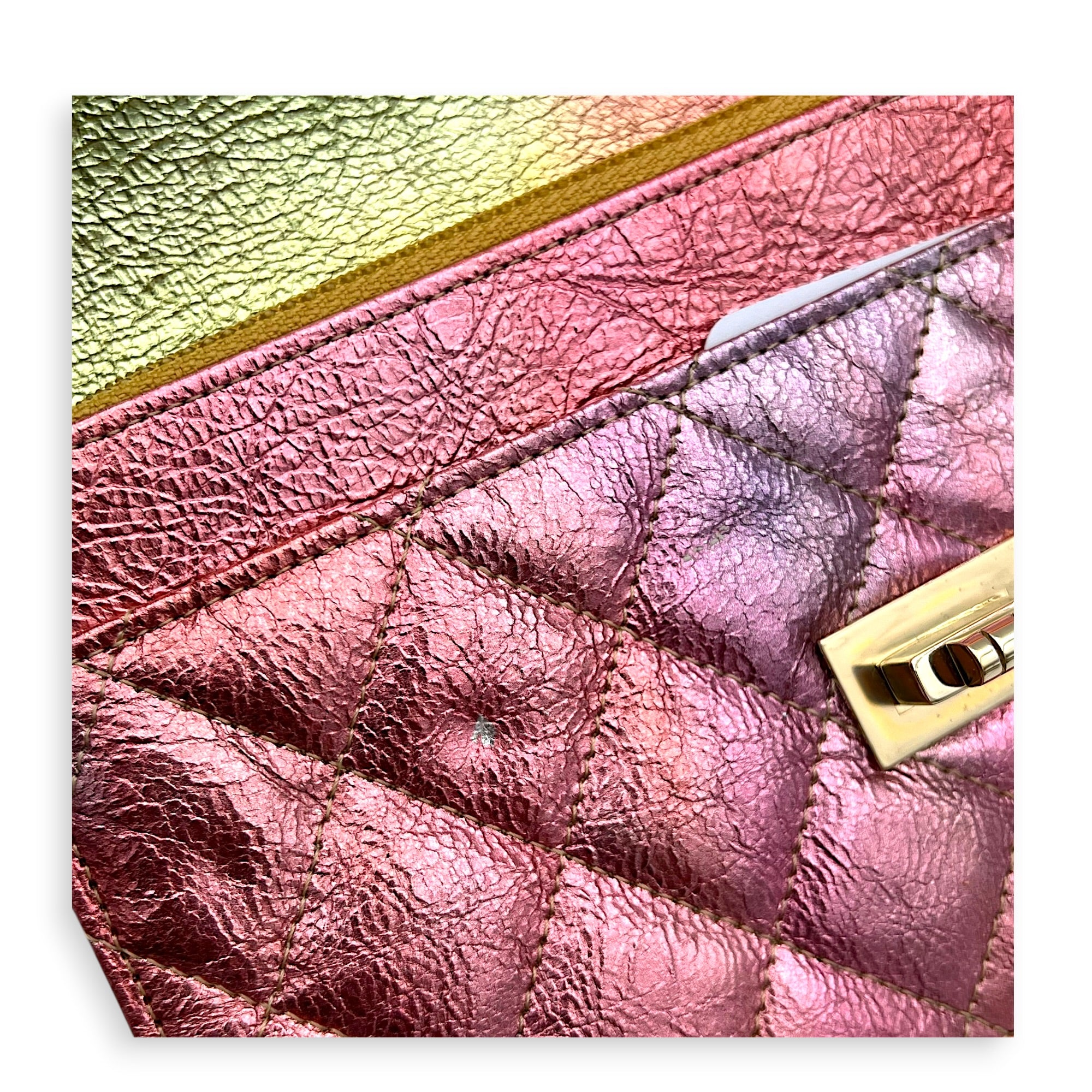 2.55 Wallet On Chain Multi-colour in Calfskin, Gold hardware