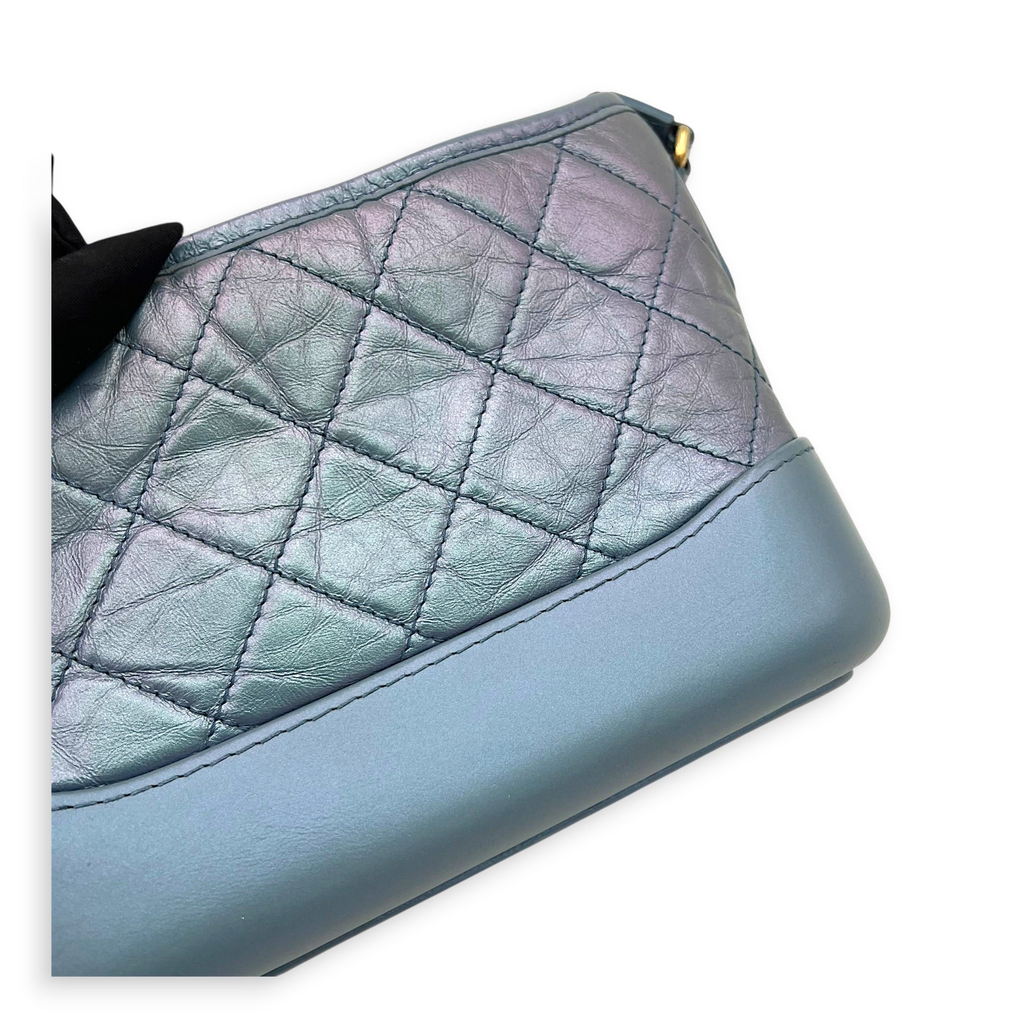Gabrielle Small Iridescent Purple Blue Shoulder Bag in Calfskin, Mixed hardware