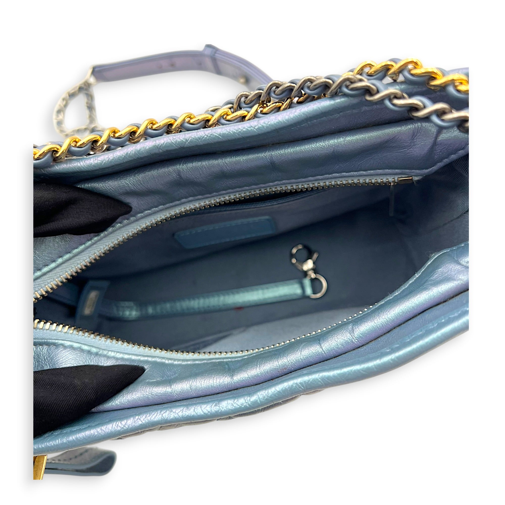 Gabrielle Small Iridescent Purple Blue Shoulder Bag in Calfskin, Mixed hardware