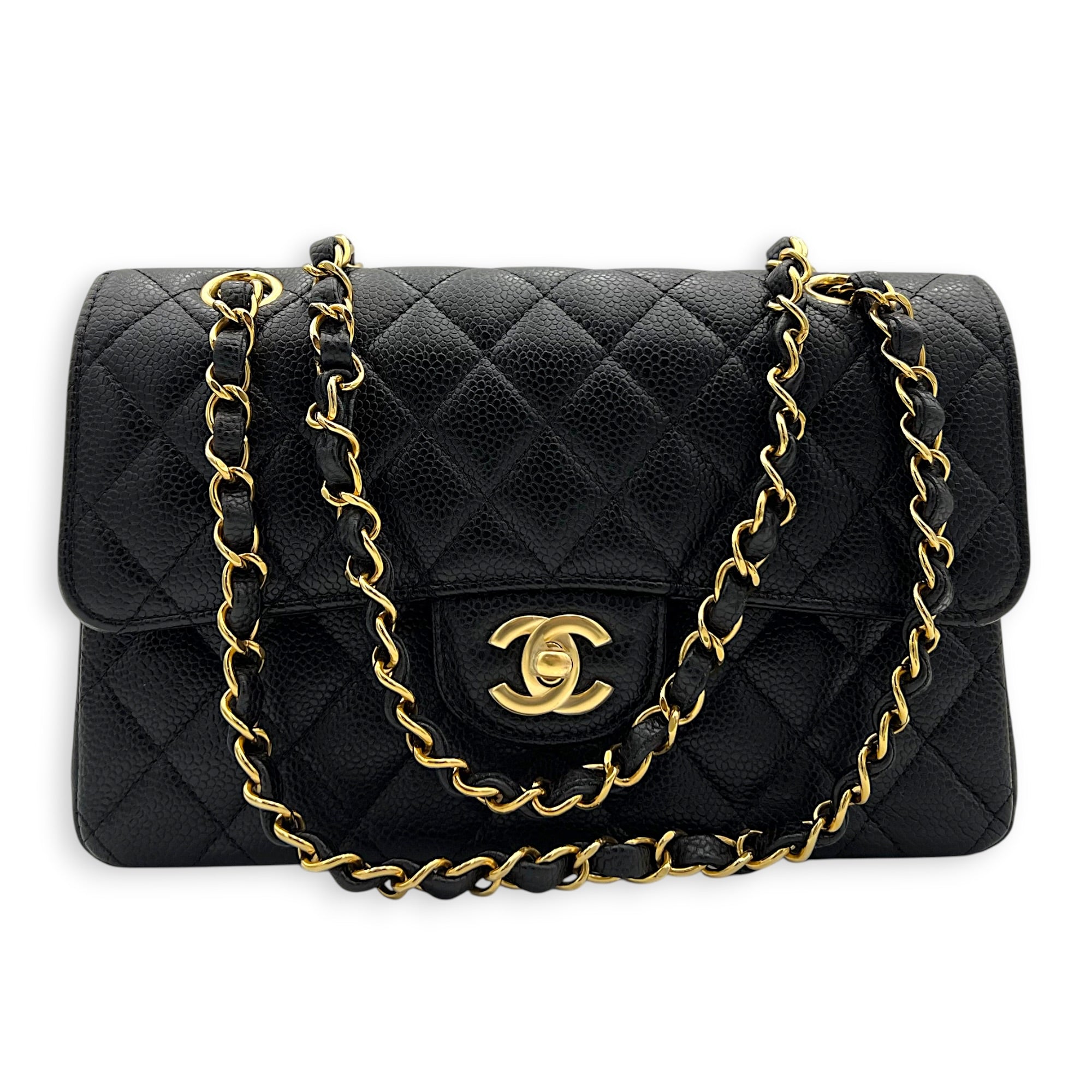 Classic Shoulder Bag Small Black in Caviar Leather, Gold hardware