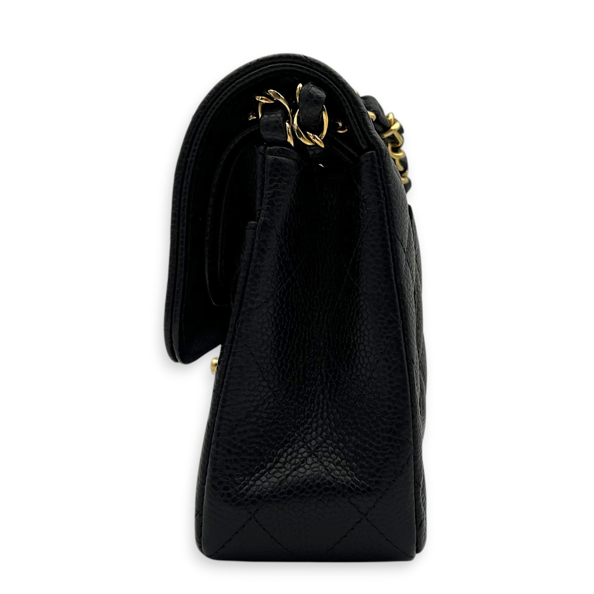 Classic Shoulder Bag Small Black in Caviar Leather, Gold hardware