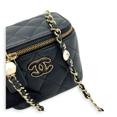23P CC Mini Black Vanity Bag in Lambskin, Gold hardware