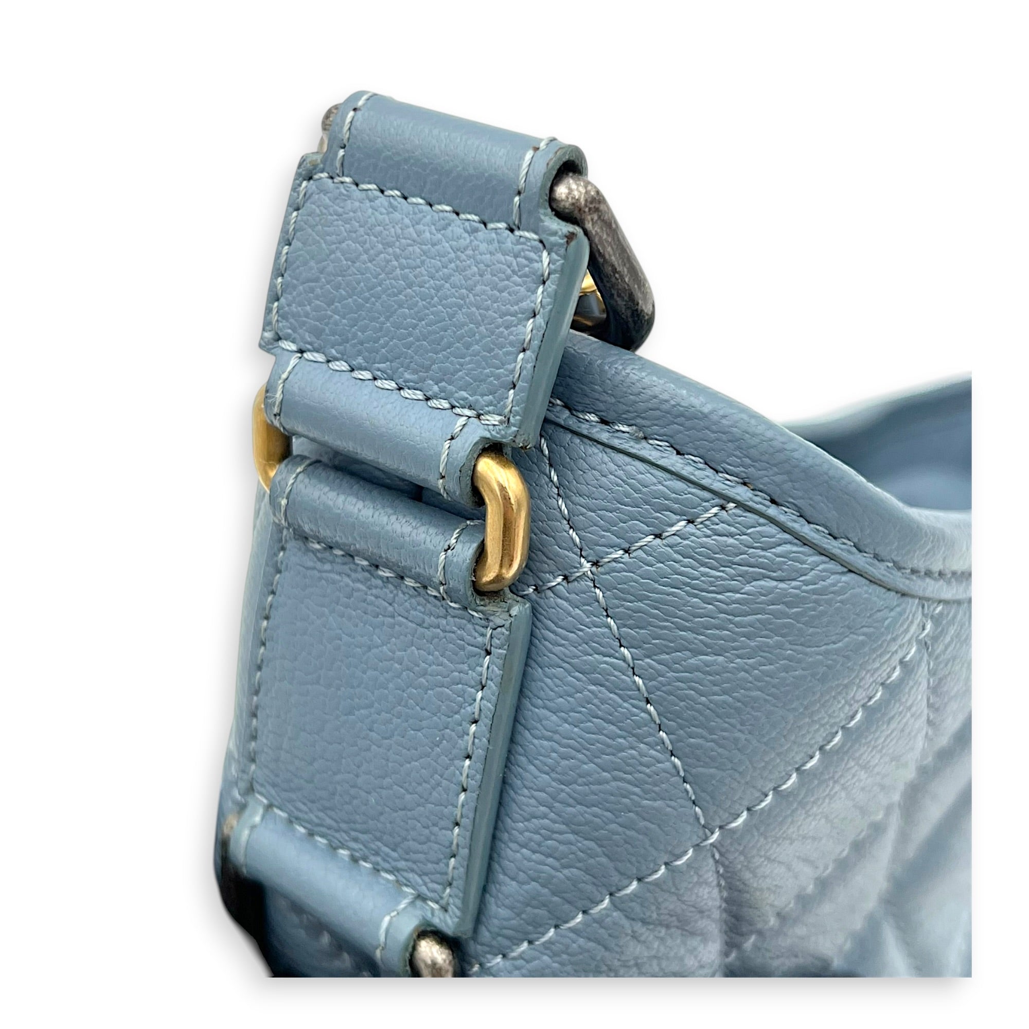 Gabrielle Shoulder Bag Blue in Calfskin, Mixed hardware