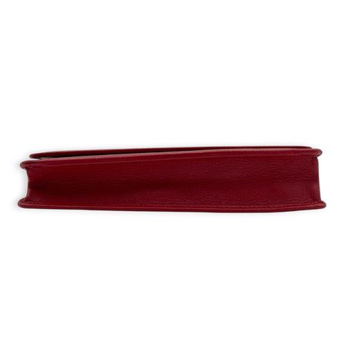 Camelia Wallet On Chain Red in Calfskin, Silver hardware