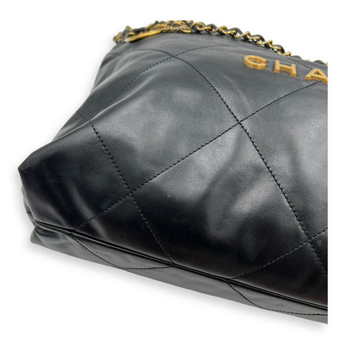 22 Tote Shoulder Bag Black in Calfskin, Gold hardware