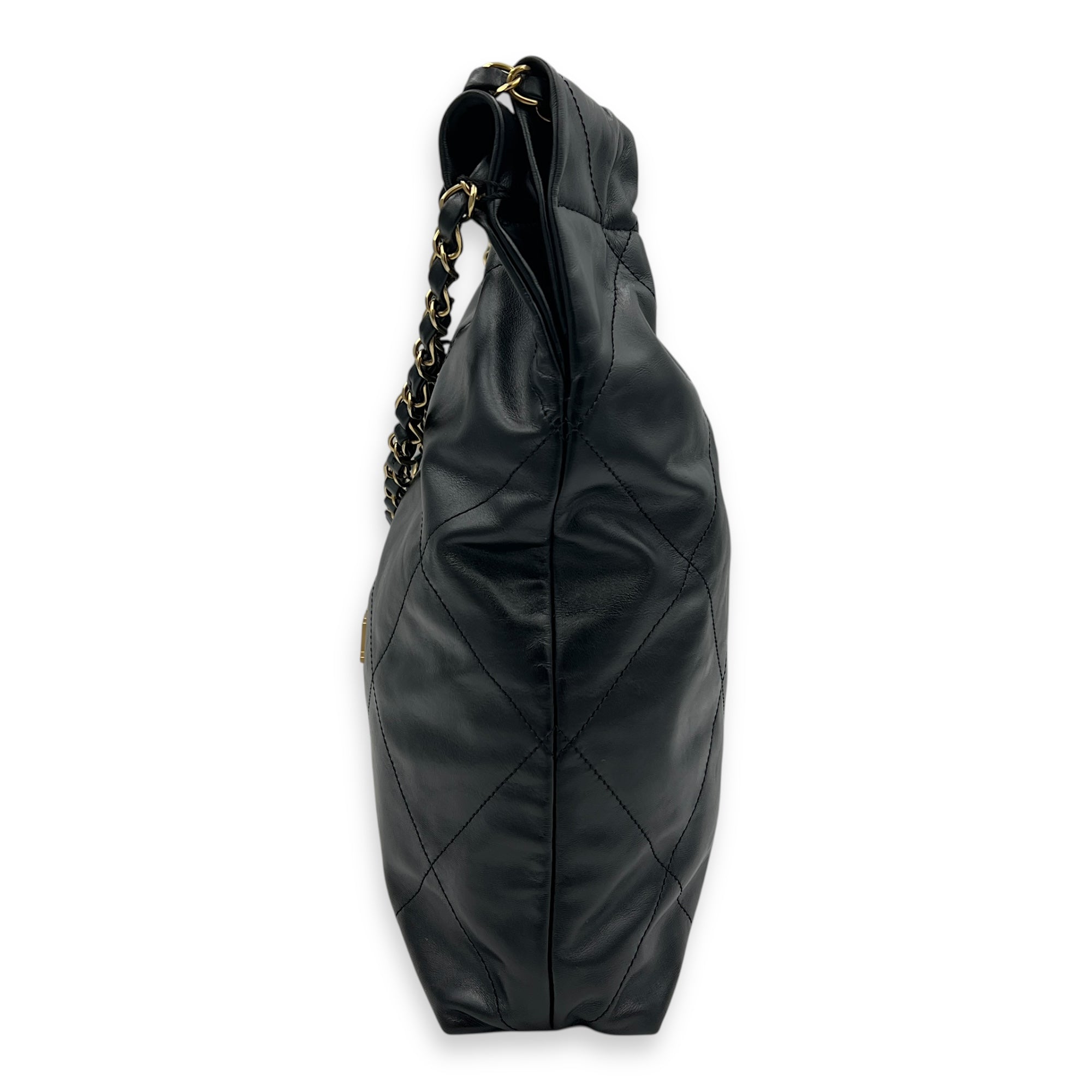 22 Tote Shoulder Bag Black in Calfskin, Gold hardware