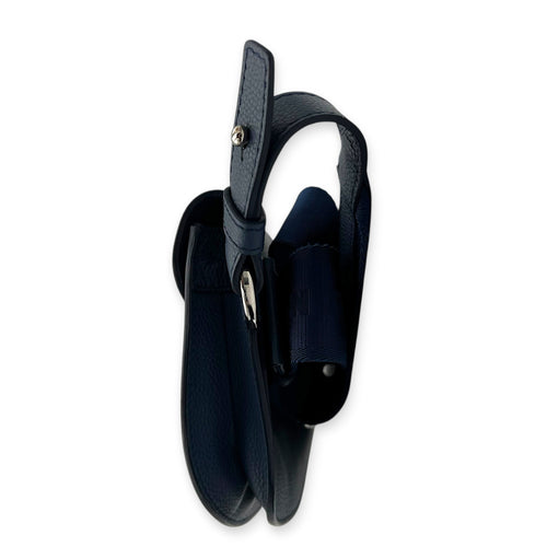 Saddle Crossbody Bag Blue in Calfskin, Silver hardware