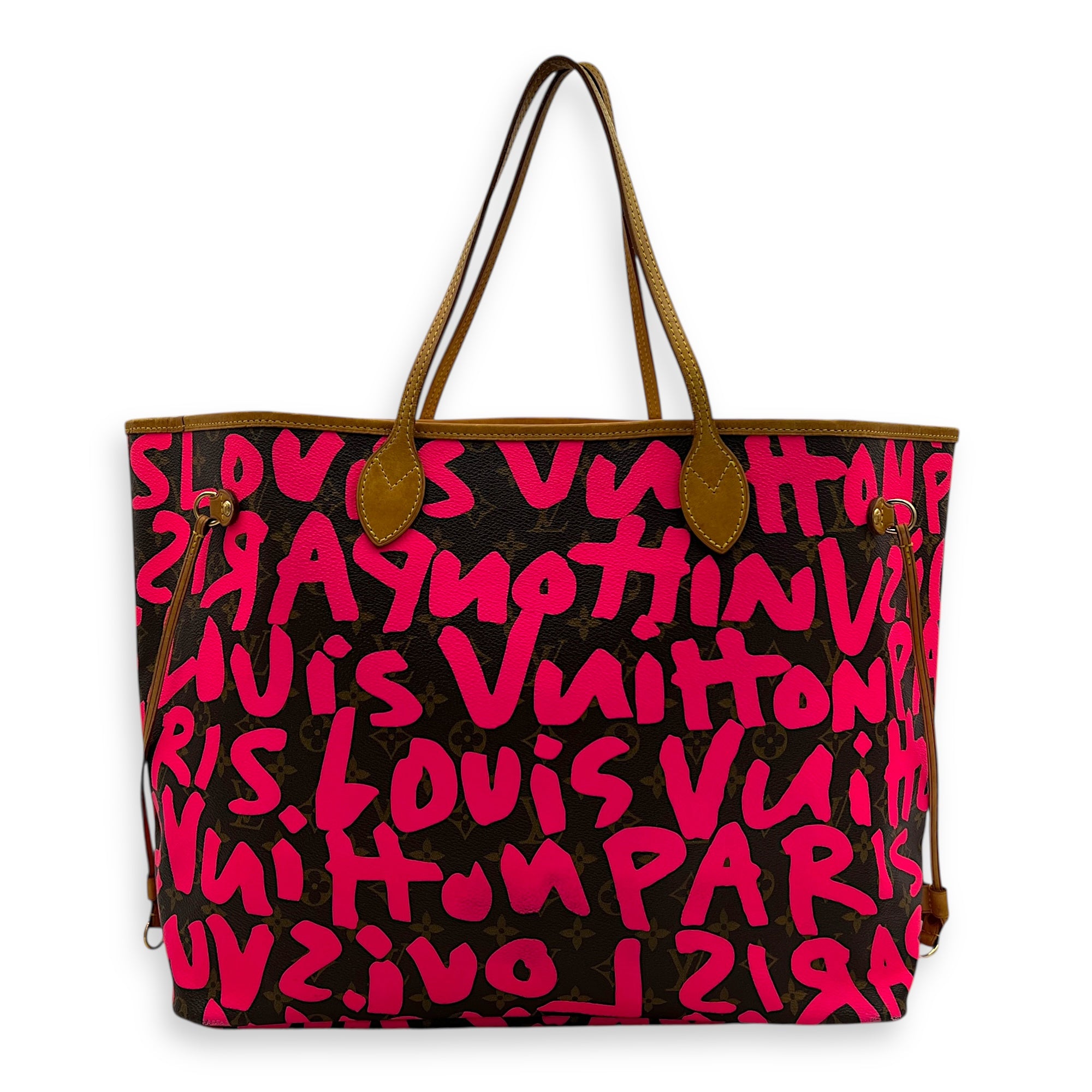 Neverfull Grafitti Tote Bag GM Brown in Monogram Coated Canvas, Gold hardware