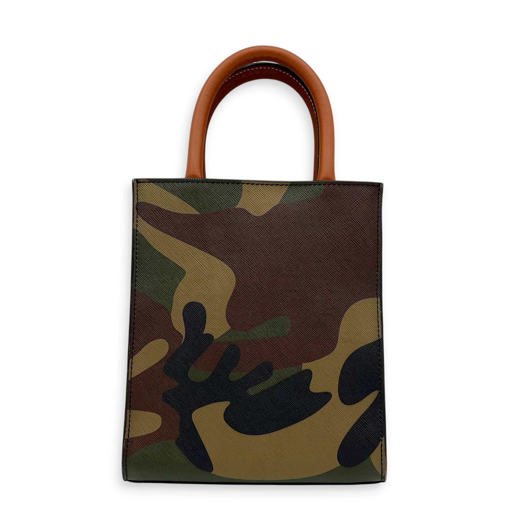 Cabas Top Handle Bag Vertical Multi-colour in Coated Canvas, Gold hardware