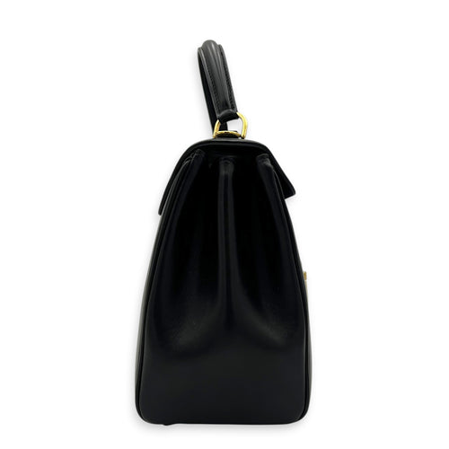 16 Top Handle Bag Black in Calfskin, Gold hardware