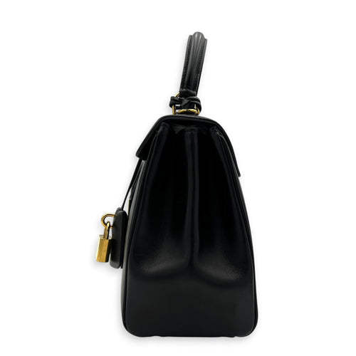16 Top Handle Bag Black in Calfskin, Gold hardware
