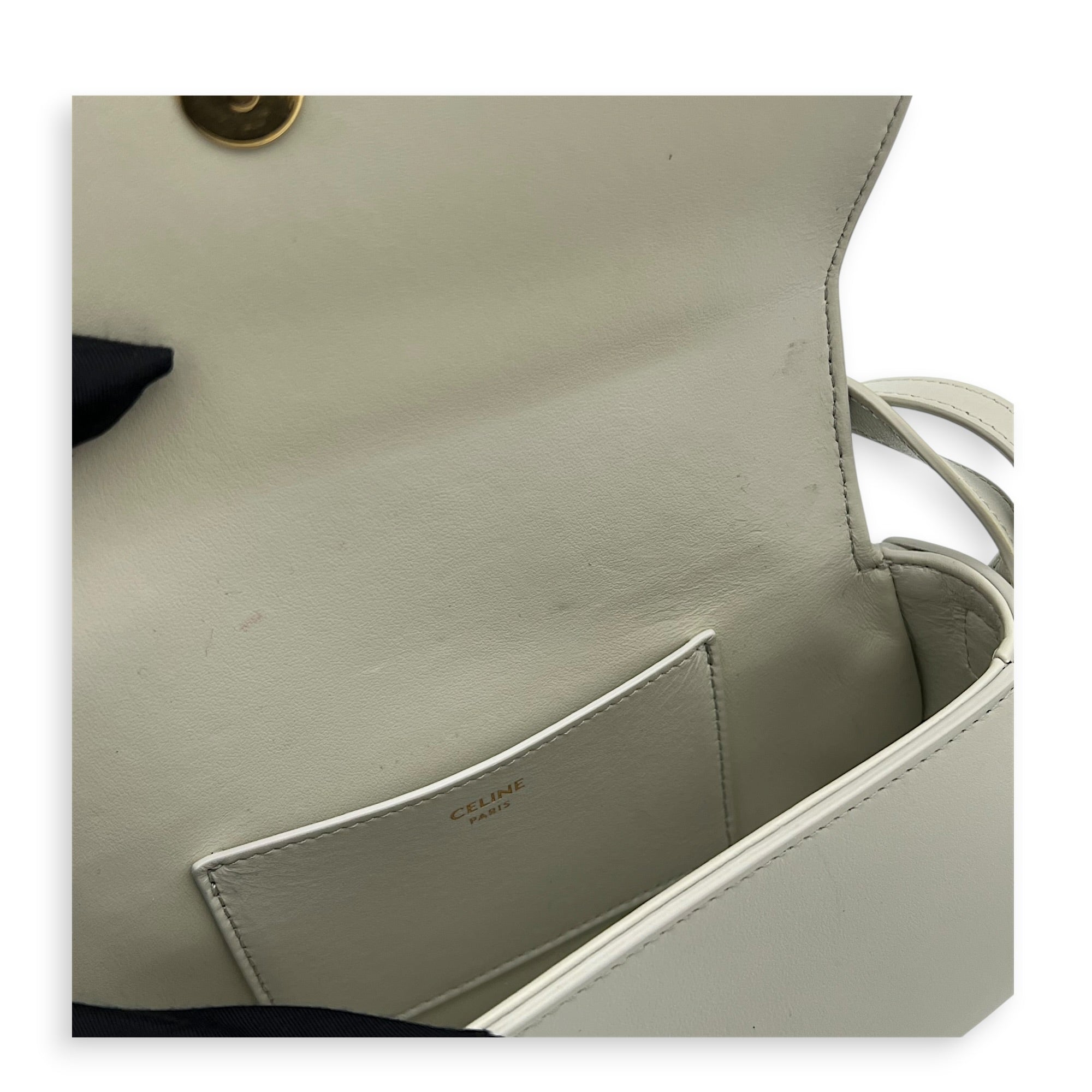 Tabou Shoulder Bag White in Calfskin, Gold hardware