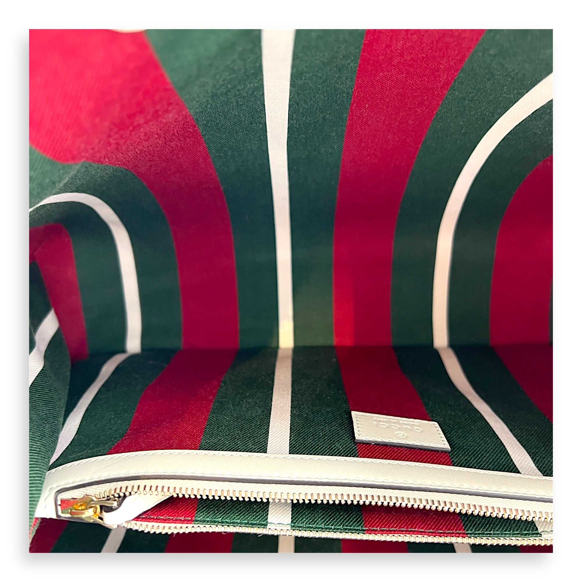 Emblem Tote Bag White in Coated Canvas, Gold hardware