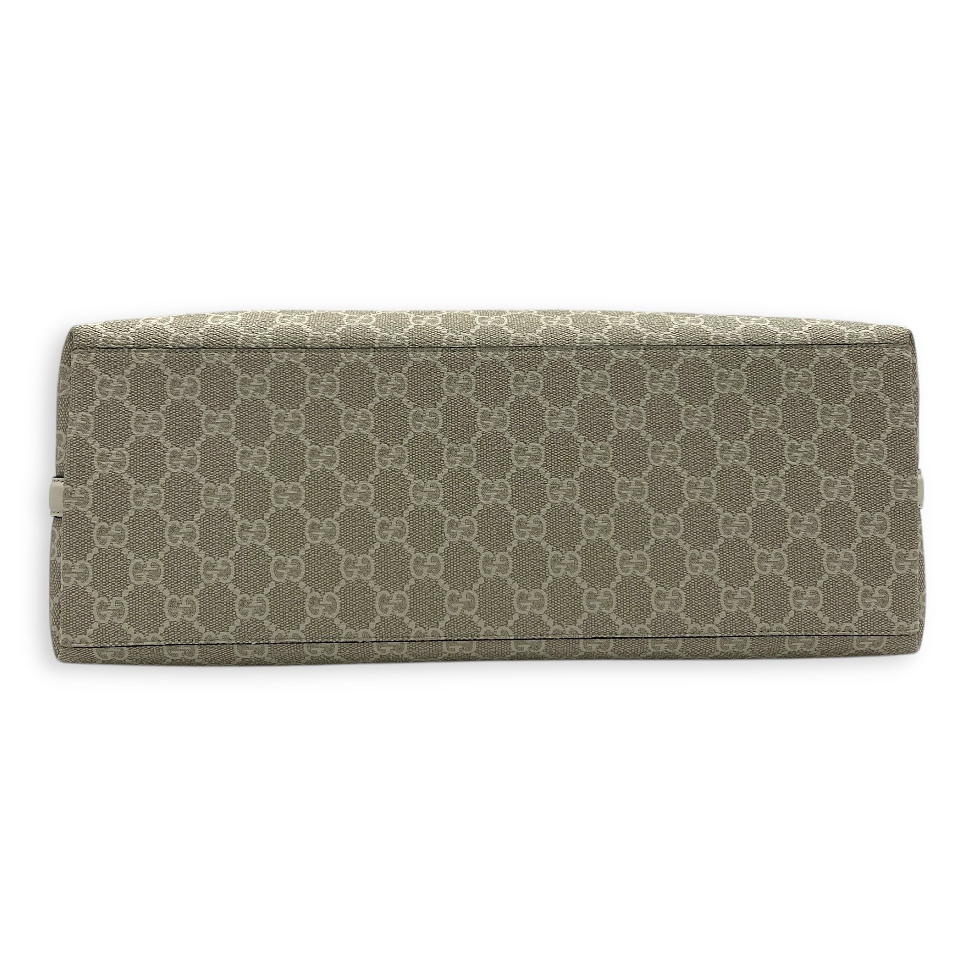 Emblem Tote Bag White in Coated Canvas, Gold hardware