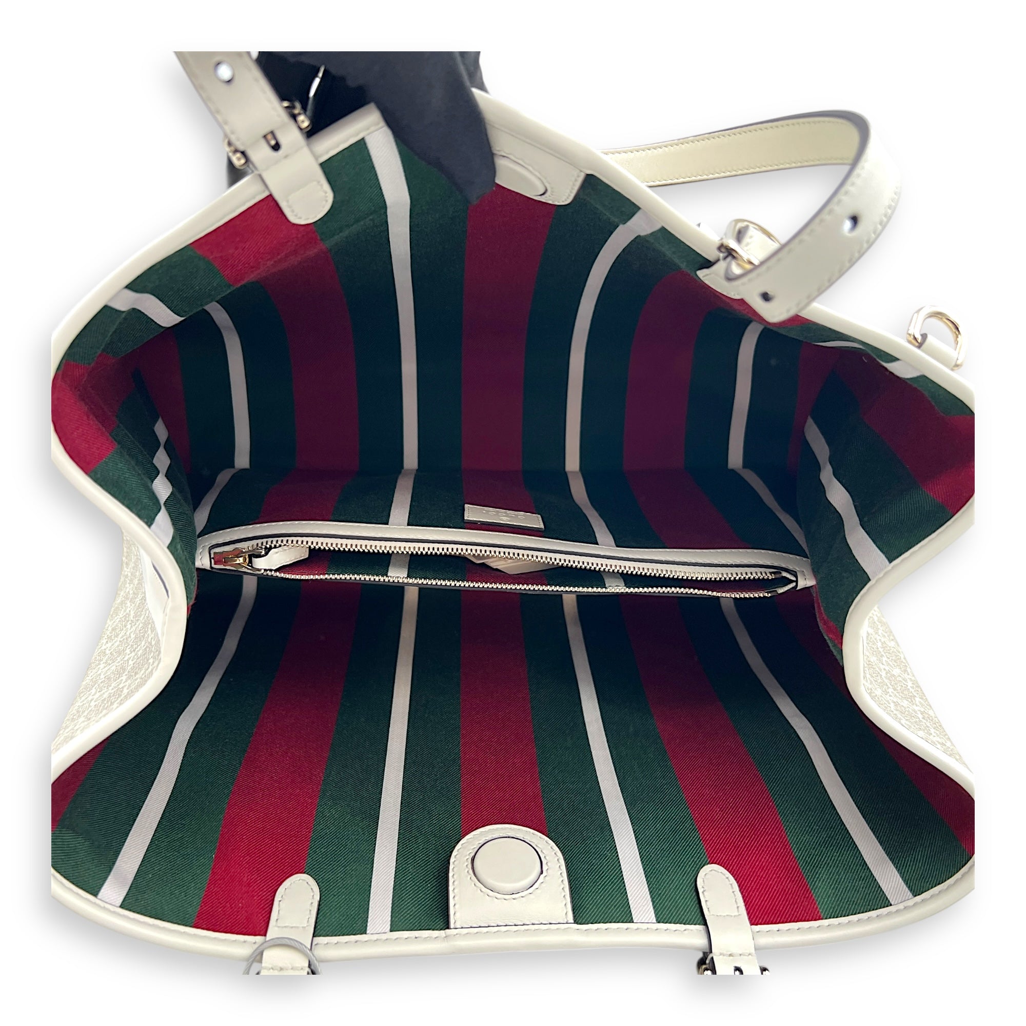 Emblem Tote Bag White in Coated Canvas, Gold hardware