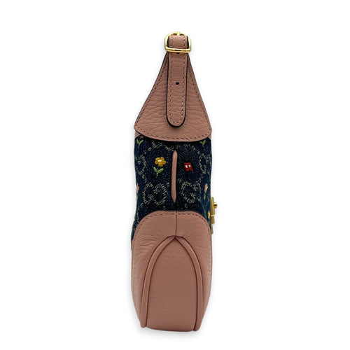 Jackie 1961 Mini Limited Edition Pink/Blue Crossbody Bag in Denim, Gold hardware