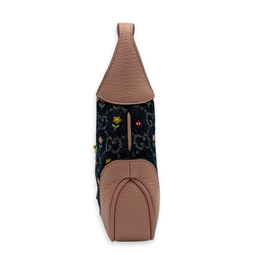 Jackie 1961 Mini Limited Edition Pink/Blue Crossbody Bag in Denim, Gold hardware