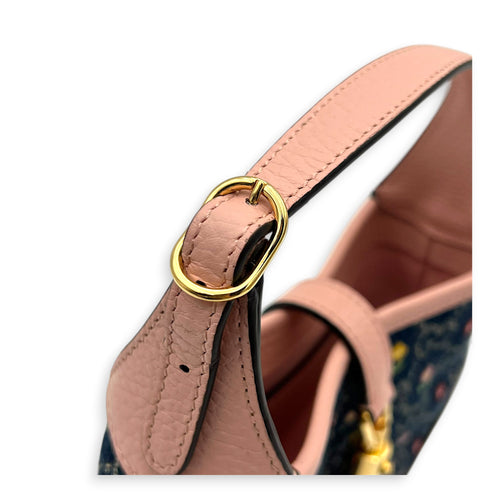 Jackie 1961 Mini Limited Edition Pink/Blue Crossbody Bag in Denim, Gold hardware