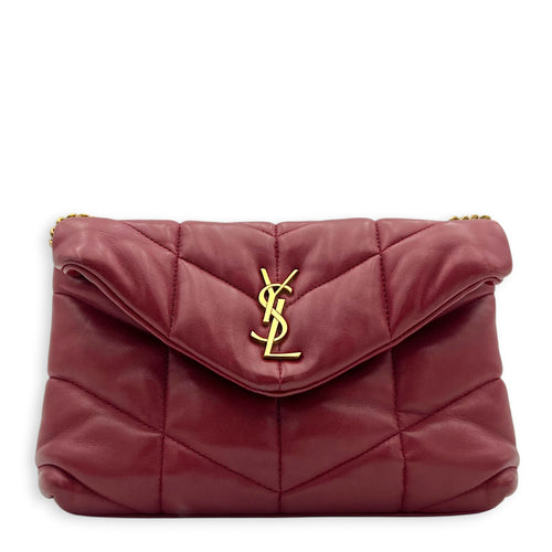 Puffer Crossbody Bag Toy Red in Lambskin, Gold hardware