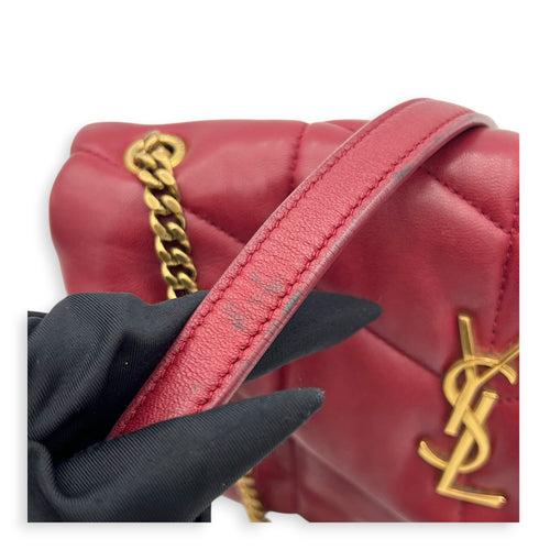Puffer Crossbody Bag Toy Red in Lambskin, Gold hardware