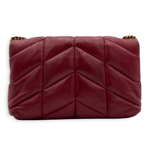 Puffer Crossbody Bag Toy Red in Lambskin, Gold hardware
