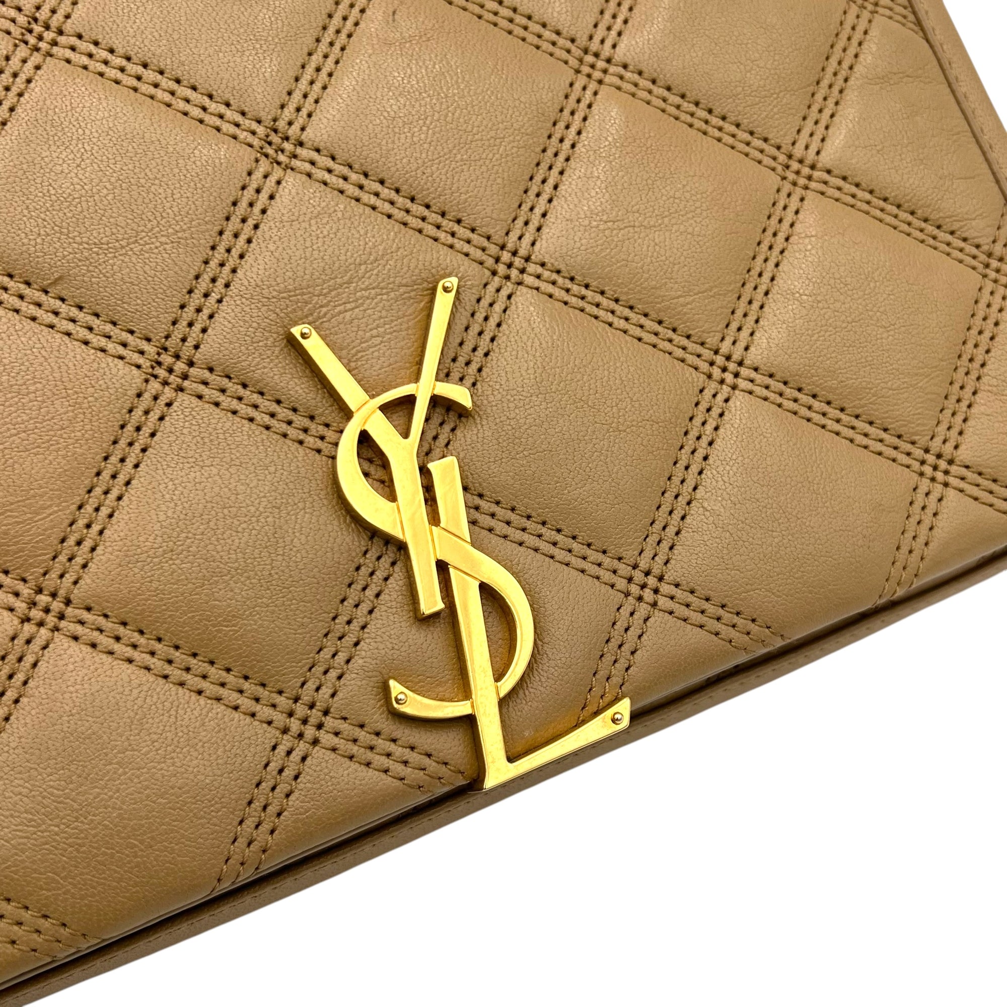 Becky Shoulder Bag Beige in Lambskin, Gold hardware