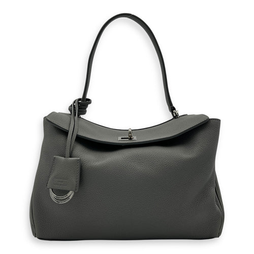 Rodeo Top Handle Bag Small Grey in Calfskin, Silver hardware