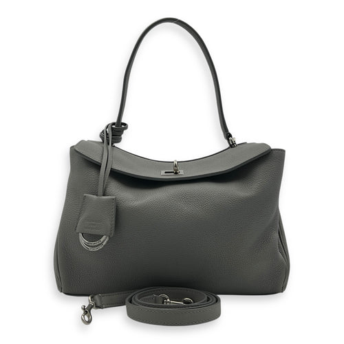 Rodeo Top Handle Bag Small Grey in Calfskin, Silver hardware