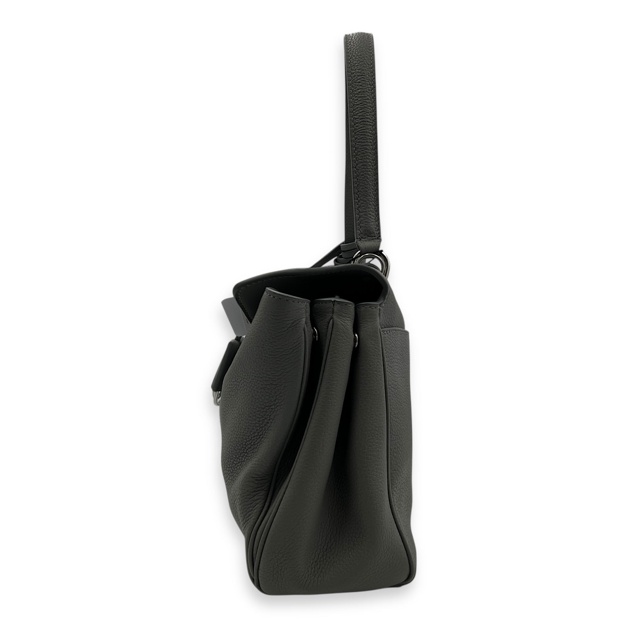 Rodeo Top Handle Bag Small Grey in Calfskin, Silver hardware