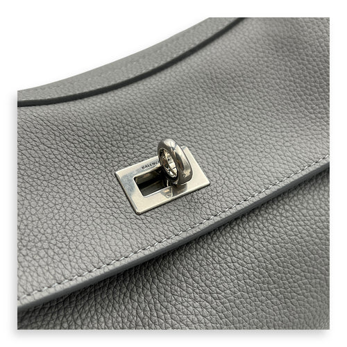 Rodeo Top Handle Bag Small Grey in Calfskin, Silver hardware