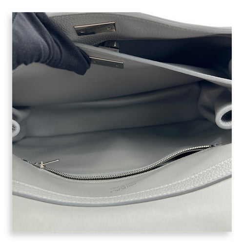 Rodeo Top Handle Bag Small Grey in Calfskin, Silver hardware