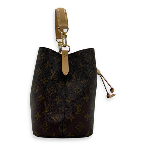NeoNoe BB Brown Bucket Bag in Monogram Coated Canvas, Gold hardware