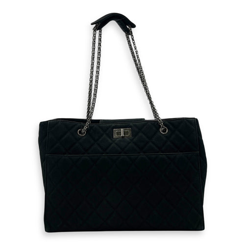 2.55 Black Tote Bag in Nubuck, Ruthenium hardware