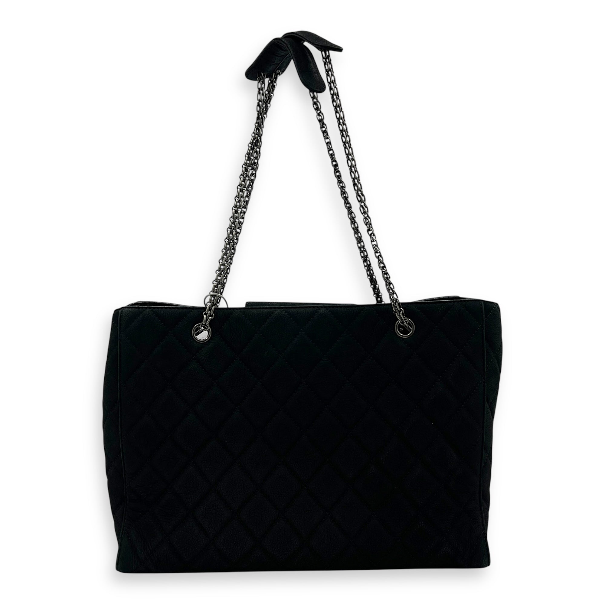 2.55 Black Tote Bag in Nubuck, Ruthenium hardware