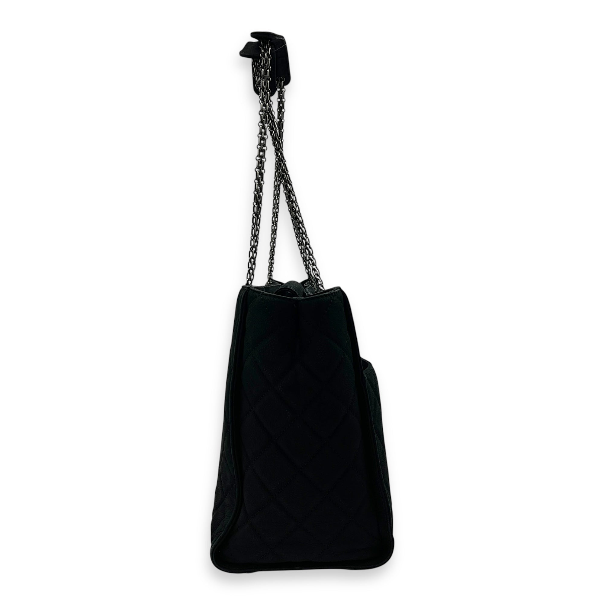 2.55 Black Tote Bag in Nubuck, Ruthenium hardware