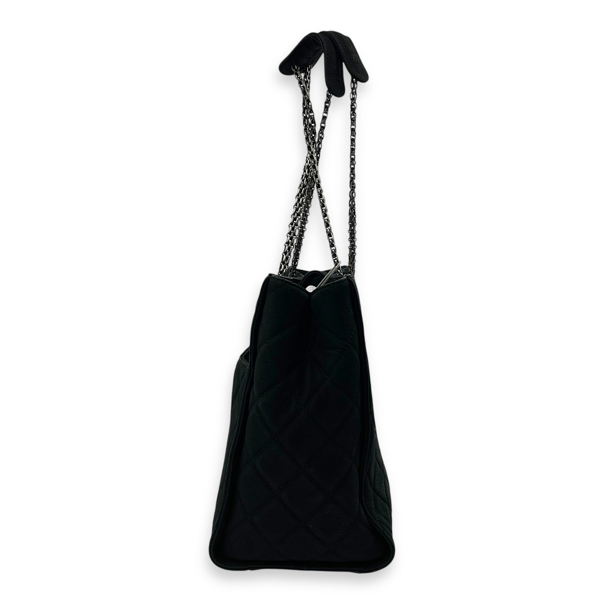 2.55 Black Tote Bag in Nubuck, Ruthenium hardware