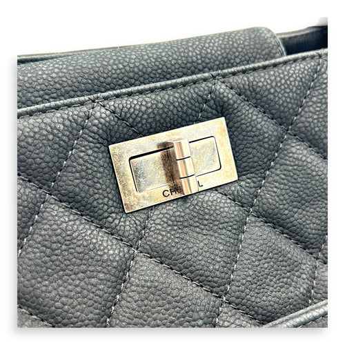 2.55 Black Tote Bag in Nubuck, Ruthenium hardware