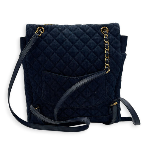 Urban Spirit Backpack Blue in Denim, Silver hardware