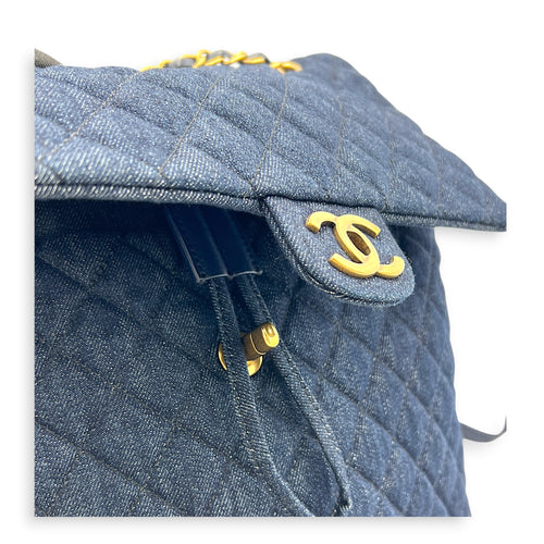 Urban Spirit Backpack Blue in Denim, Silver hardware