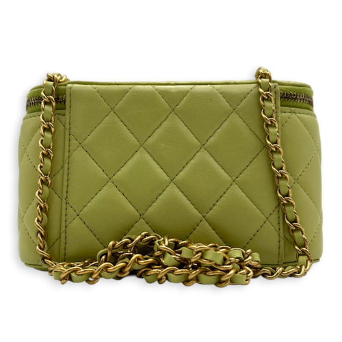CC Vanity Bag Green in Lambskin, Gold hardware