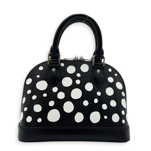 x Yayoi Kusama Alma Black Top Handle Bag in Epi Leather, Silver hardware