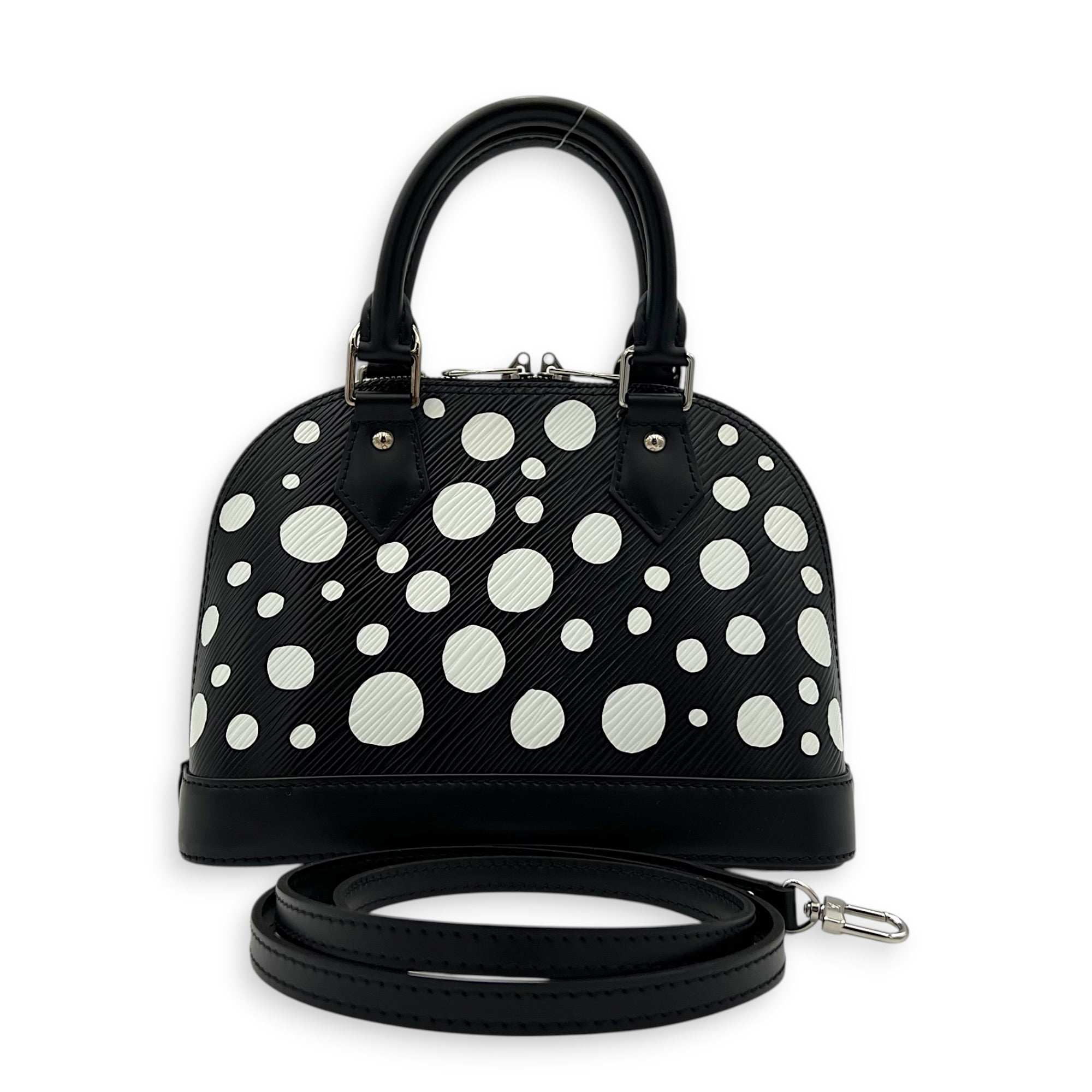 x Yayoi Kusama Alma Black Top Handle Bag in Epi Leather, Silver hardware