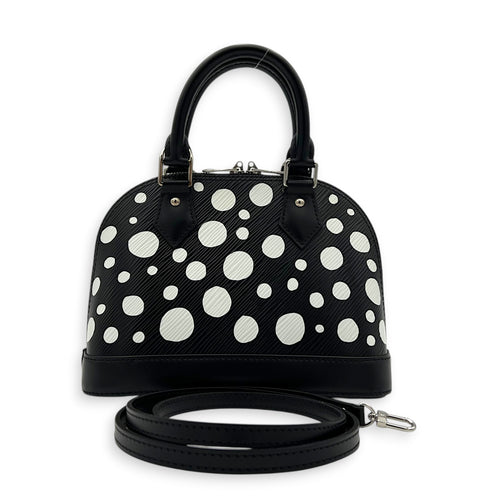 x Yayoi Kusama Alma Black Top Handle Bag in Epi Leather, Silver hardware