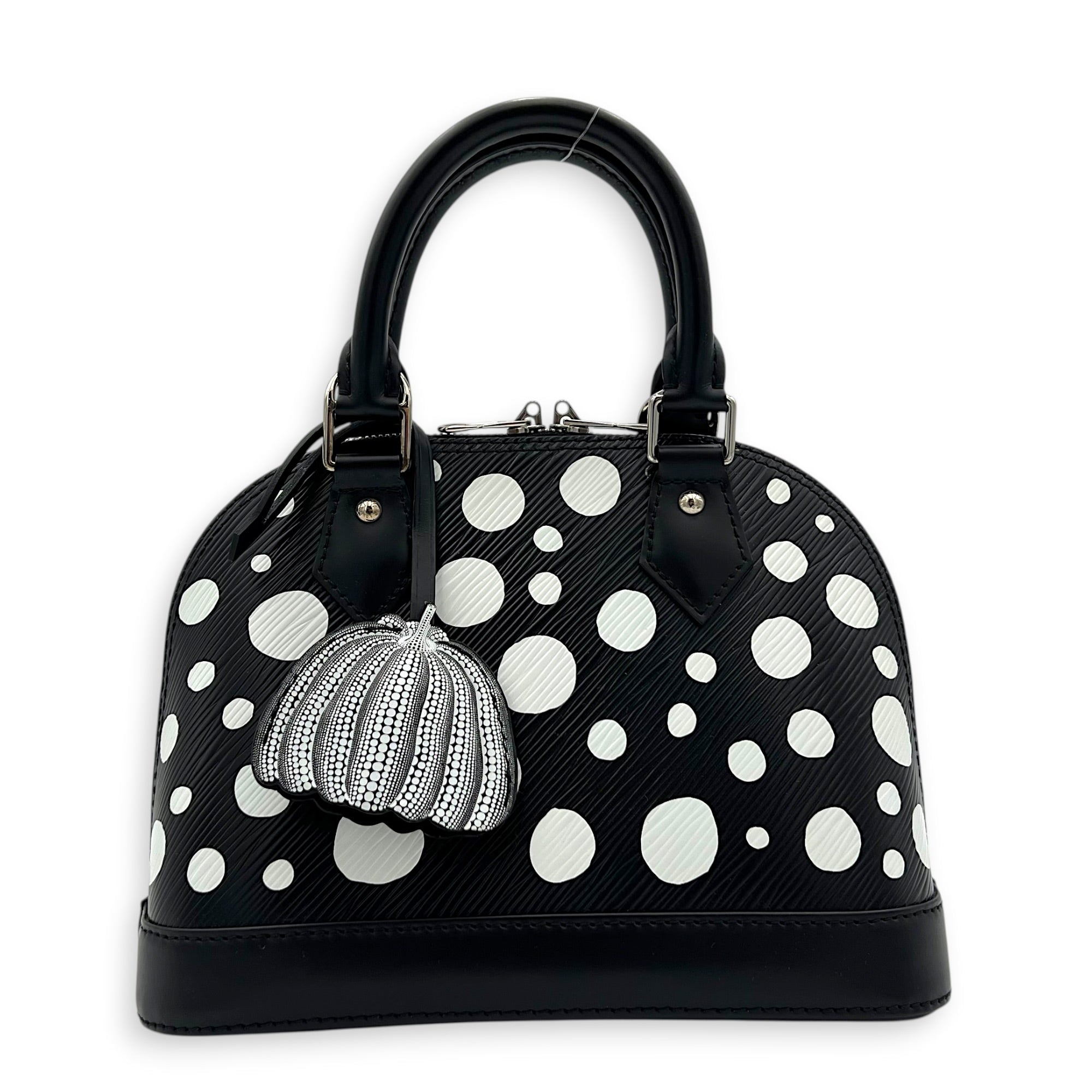 x Yayoi Kusama Alma Black Top Handle Bag in Epi Leather, Silver hardware