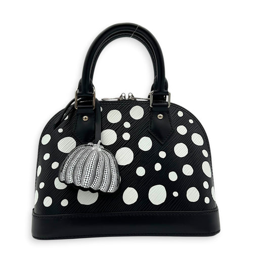 x Yayoi Kusama Alma Black Top Handle Bag in Epi Leather, Silver hardware